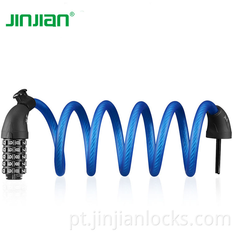 Factory Supply PVC Steel Bicycle Bicking Flock Matte Cable Lock 5 Número de combinação digital Bloqueio para bicicleta